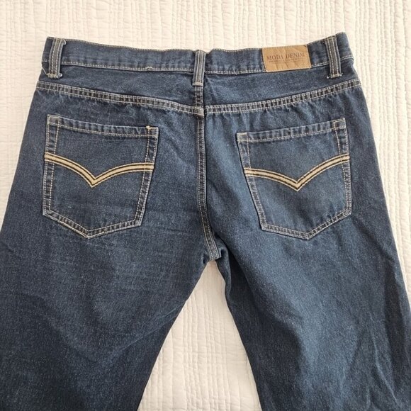 Moda Relaxed Fit Jeans Men's 38x32 Straight Leg Medium Rise Dark Wash Stretch` - Picture 13 of 16
